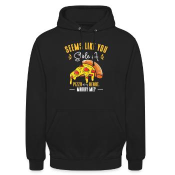 Pizza Foodie Relationship Fast Food Pick Up Lines - Unisex Hoodie - black - Front - Alina (178cm) & Michal (187cm)