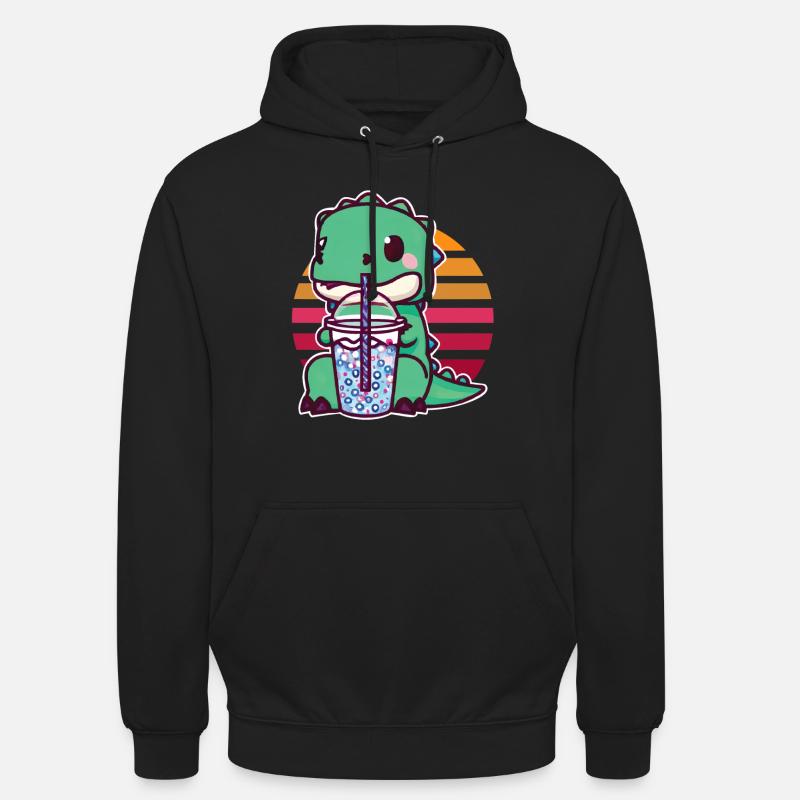 Dinosaurier trinkt Bubble Tea - Unisex Hoodie - Schwarz