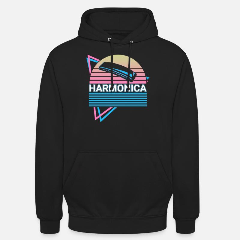 Harmonica Player Harmonica Player Retro - Unisex Hoodie - black