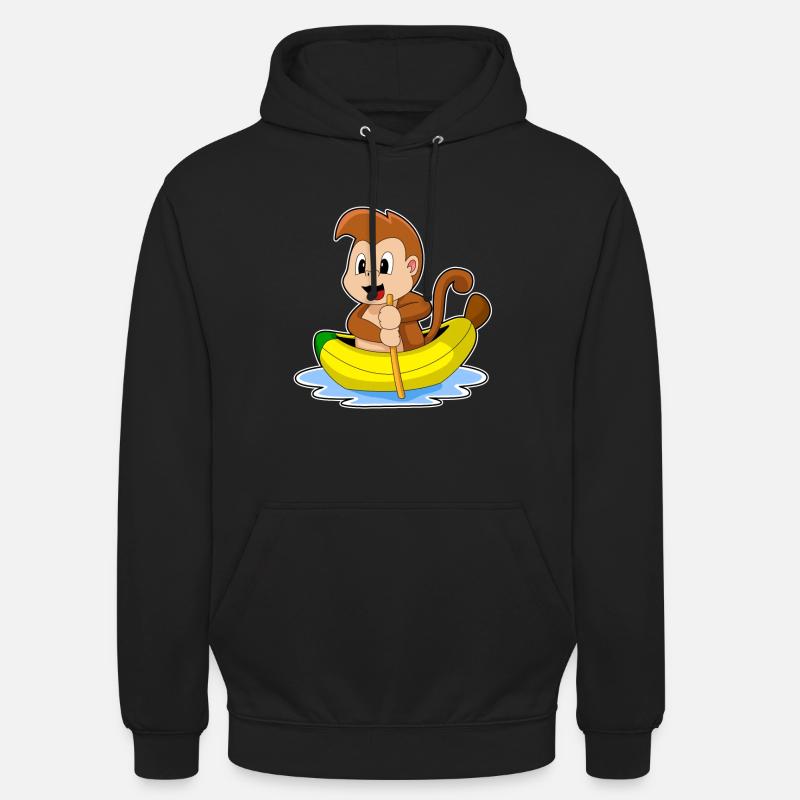 Affe Banane Boot - Unisex Hoodie - Schwarz