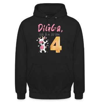 DIGGA, I'm already 4 - Unisex Hoodie - black - Front - Alina (178cm) & Michal (187cm)