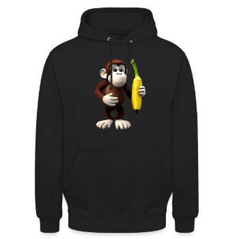 Bananen Affe - Unisex Hoodie - Schwarz - Vorne - Alina (178cm) & Michal (187cm)