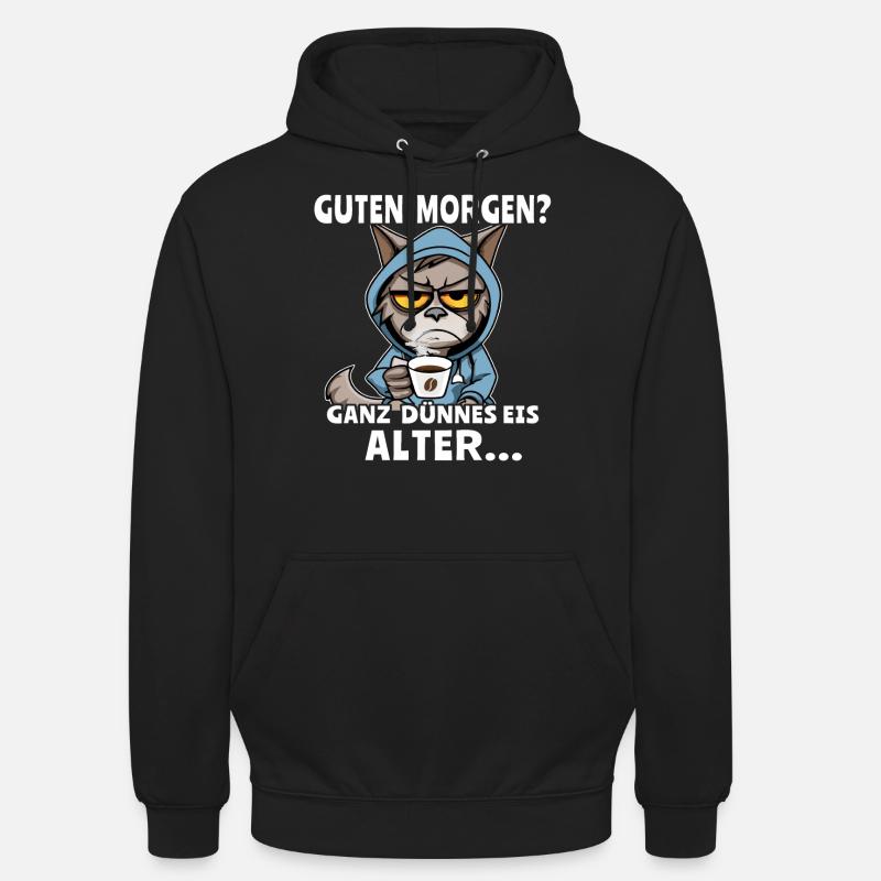 Katze Kaffee Morgenmuffel - Unisex Hoodie - Schwarz
