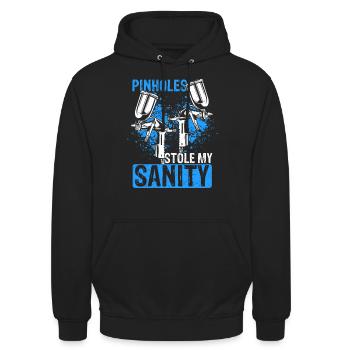 Car Painter Pinholes a volé mon pulvérisateur de santé mentale - Sweat-shirt à capuche unisexe - noir - Devant - Alina (178cm) & Michal (187cm)