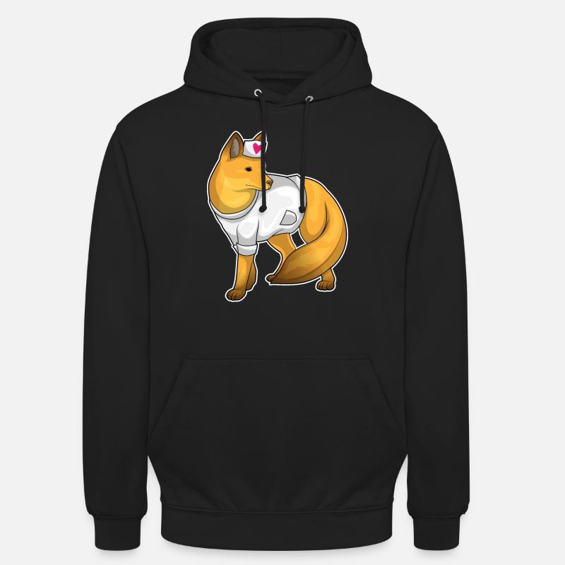 Fuchs Krankenschwester Herz - Unisex Hoodie - Schwarz