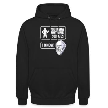 Socrates Philosophie - Unisex Hoodie - Schwarz - Vorne - Alina (178cm) & Michal (187cm)