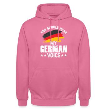 Vous devriez entendre ma voix allemande allemande - Sweat-shirt à capuche unisexe - rose - Devant - Alina (178cm) & Michal (187cm)