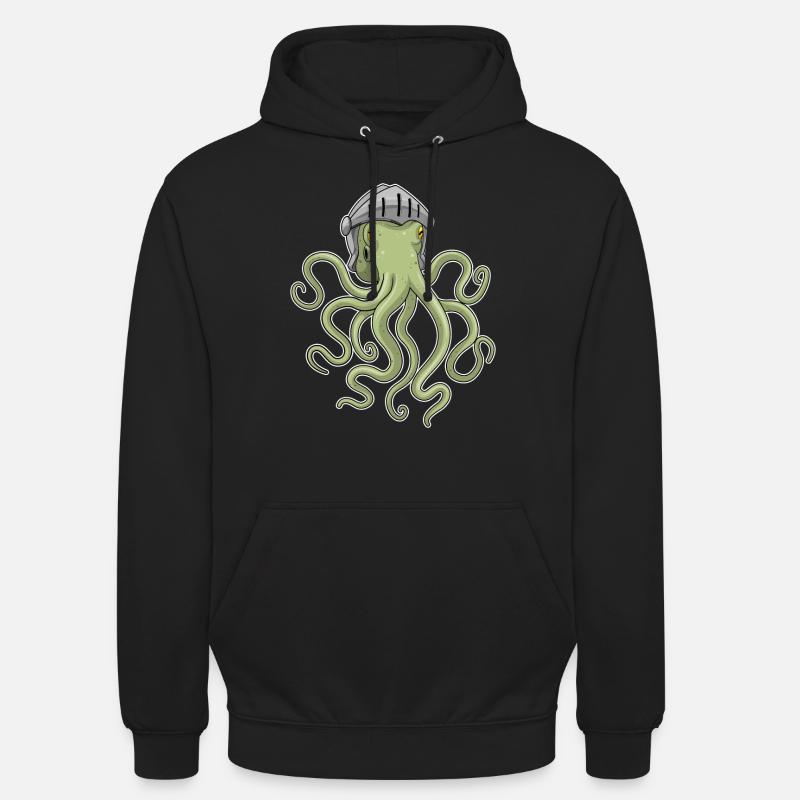 Casque de chevalier pieuvre - Sweat-shirt à capuche unisexe - noir