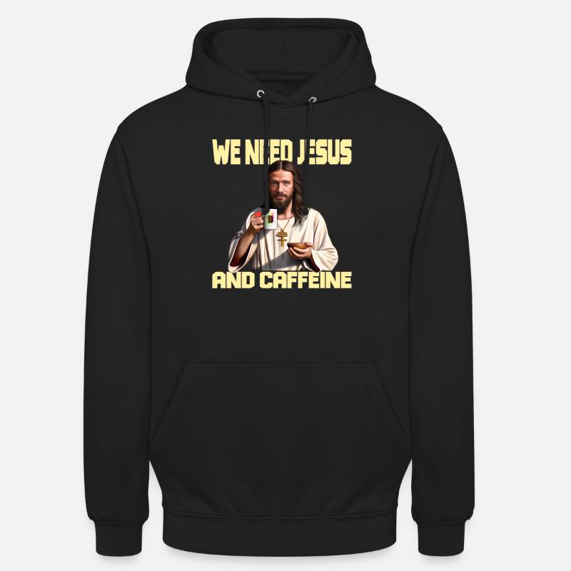 Le café et Jésus - Sweat-shirt à capuche unisexe - noir