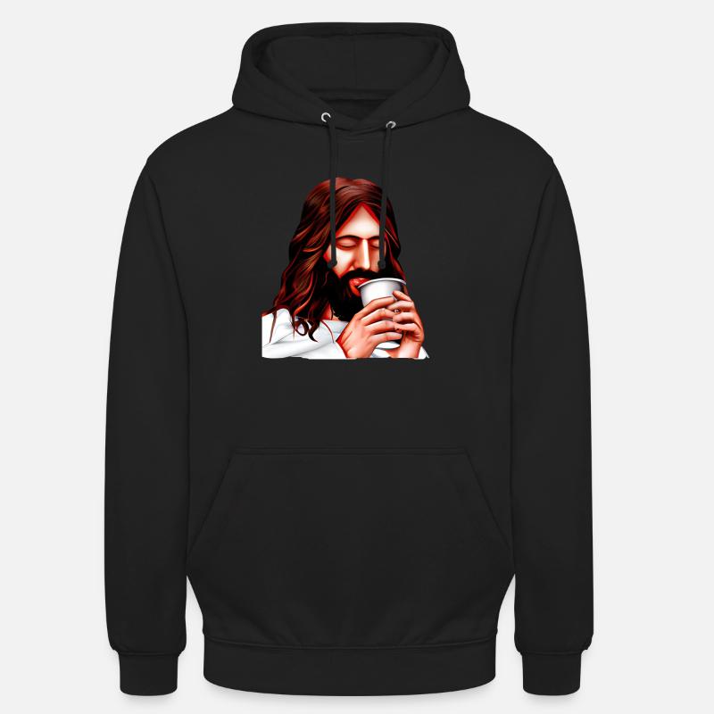 Jésus aimait le café - Sweat-shirt à capuche unisexe - noir