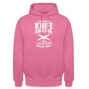 Messersammler Messer Sammeln - Unisex Hoodie - Pink - Vorne - Alina (178cm) & Michal (187cm)
