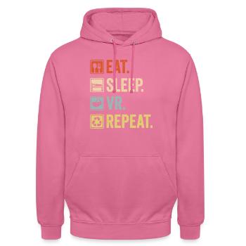Eat Sleep VR Repeat Vintage Gamer Gaming Virtual R - Unisex Hoodie - Pink - Vorne - Alina (178cm) & Michal (187cm)