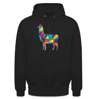 Lama poly bas Lama Géométrie Polygone Lama - Sweat-shirt à capuche unisexe - noir - Devant - Alina (178cm) & Michal (187cm)