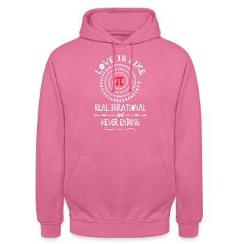 Love Irrational Maths Sweet Valentines PI-Day idea - Sweat-shirt à capuche unisexe - rose - Devant - Alina (178cm) & Michal (187cm)