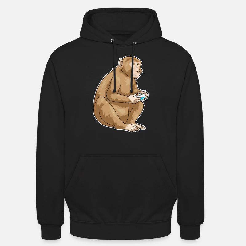 Affe Gamer Controller - Unisex Hoodie - Schwarz