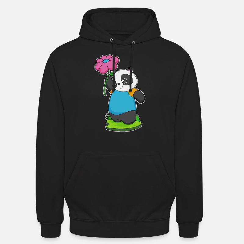 Fleur de panda - Sweat-shirt à capuche unisexe - noir