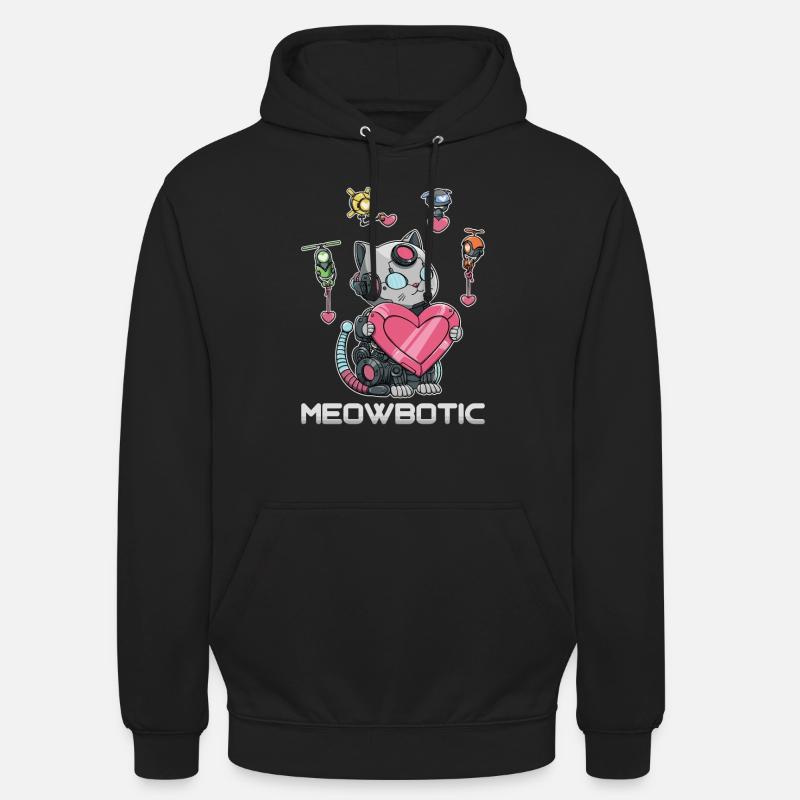 Roboter Katze Liebe - Unisex Hoodie - Schwarz
