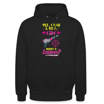 Laser Tag Beam Laser Tag Girl Laser Gun - Unisex Hoodie - black - Front - Alina (178cm) & Michal (187cm)