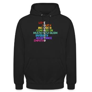 Inklusion Mitgefühl Menschen mit Behinderung - Unisex Hoodie - Schwarz - Vorne - Alina (178cm) & Michal (187cm)