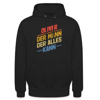 Oliver Der Mann Der Alles Kann Vorname Oliver - Unisex Hoodie - Schwarz - Vorne - Alina (178cm) & Michal (187cm)