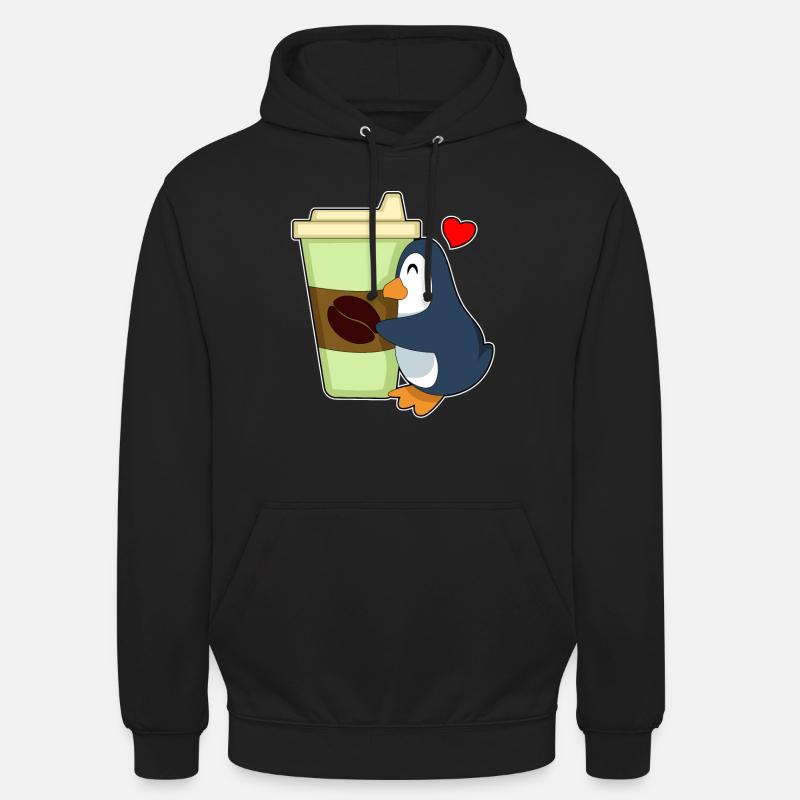 Penguin Coffee à emporter - Sweat-shirt à capuche unisexe - noir