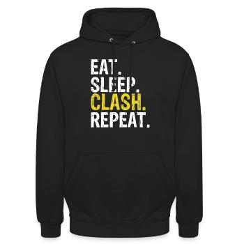 Eat Sleep Clash Repeat Giftmeme - Unisex Hoodie - Schwarz - Vorne - Alina (178cm) & Michal (187cm)