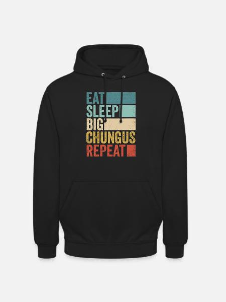 Retro Eat Sleep Big Chungus Repeat Funny Big Chung - Unisex Hoodie - black