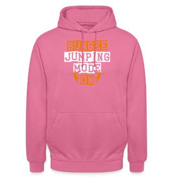 Bungee-jumping-modus Auf Bungee-jumper-adrenalin - Unisex Hoodie - Pink - Vorne - Alina (178cm) & Michal (187cm)