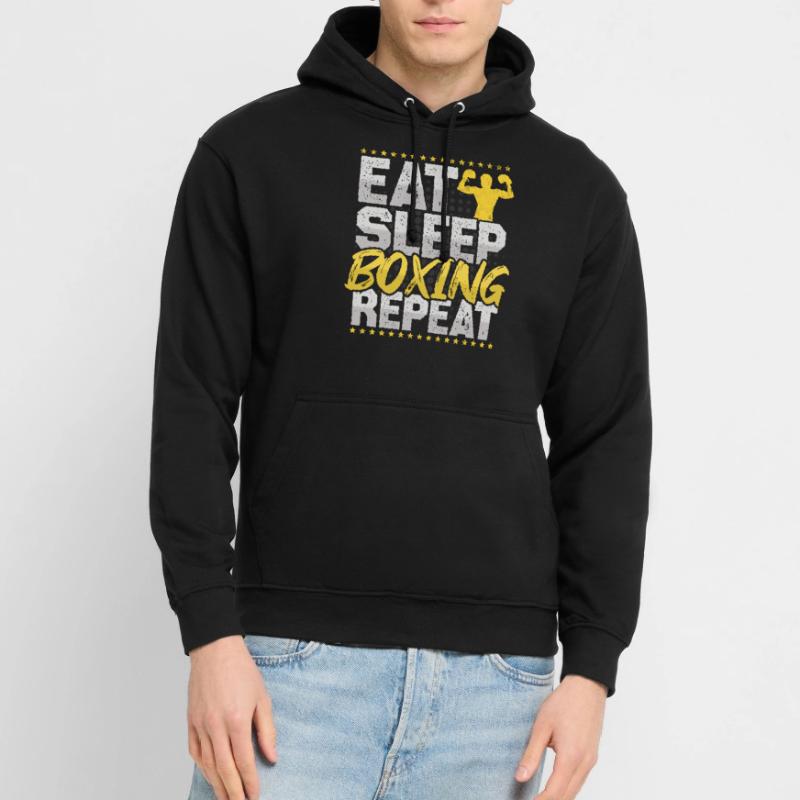 Boxe Manger Dormir Répéter Ring de boxe Hobby Boxe Sweat-shirt à capuche unisexe
