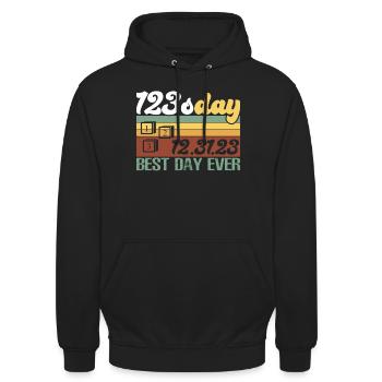 123s Tag bester Tag aller Zeiten Frohes Neujahr am - Unisex Hoodie - Schwarz - Vorne - Alina (178cm) & Michal (187cm)