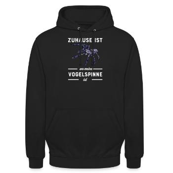 Vogelspinne I Tarantula Terrarium Motiv für - Unisex Hoodie - Schwarz - Vorne - Alina (178cm) & Michal (187cm)