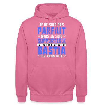 Pas Parfait mais Supporter de Bastia - Sweat-shirt à capuche unisexe - rose - Devant - Alina (178cm) & Michal (187cm)