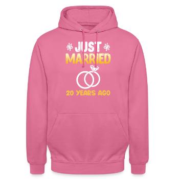 20 ans mariage en porcelaine - Sweat-shirt à capuche unisexe - rose - Devant - Alina (178cm) & Michal (187cm)