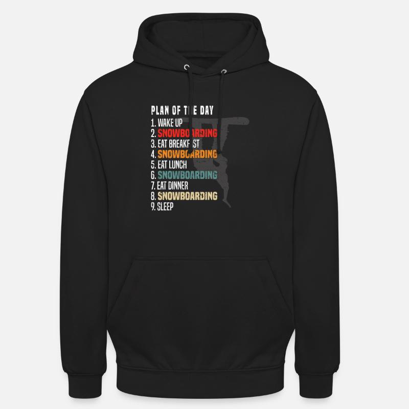 Plan de jour du snowboarder - Plan de snowboard du Da - Sweat-shirt à capuche unisexe - noir