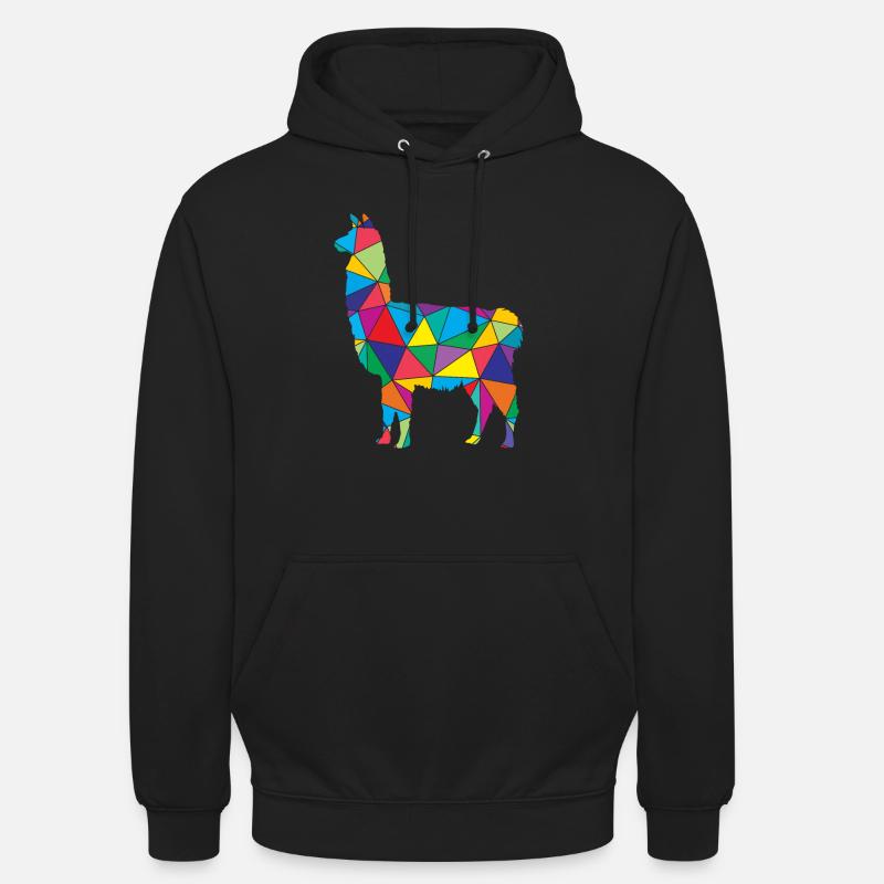 Lama Polygone Low Poly Animal - Sweat-shirt à capuche unisexe - noir