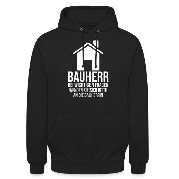Bauherr - Unisex Hoodie - Schwarz - Vorne - Alina (178cm) & Michal (187cm)