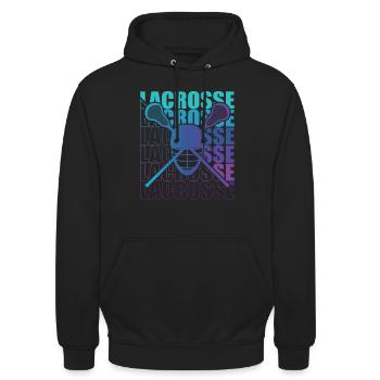 Lacrosse LAX Club Team Spieler Trainer Fans Coach - Unisex Hoodie - Schwarz - Vorne - Alina (178cm) & Michal (187cm)