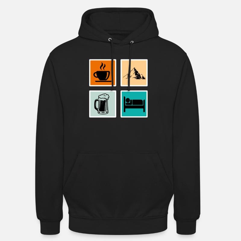 Bergfan Kaffeelover Bierfan Summit Wanderer - Unisex Hoodie - Schwarz