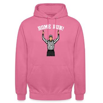 Ahnungslose Sportfan -Schiedsrichter Homerun Baseb - Unisex Hoodie - Pink - Vorne - Alina (178cm) & Michal (187cm)
