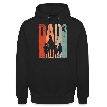 Dad Hoch 3 Papa Hoch 3 Kinder Drei Jungen Retro - Unisex Hoodie - Schwarz - Vorne - Alina (178cm) & Michal (187cm)