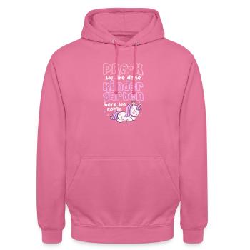 École maternelle - Sweat-shirt à capuche unisexe - rose - Devant - Alina (178cm) & Michal (187cm)