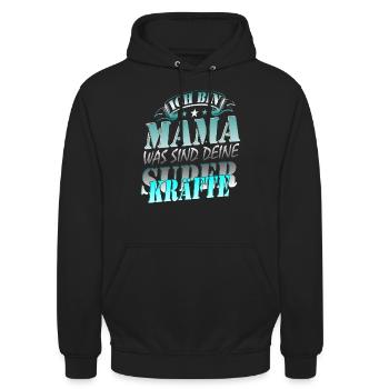 Superkraefte Mama Geburtstag Geschenk - Unisex Hoodie - Schwarz - Vorne - Alina (178cm) & Michal (187cm)