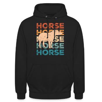 Ex Mormonen Tapir Pferd LDS Retro Exmo - Unisex Hoodie - Schwarz - Vorne - Alina (178cm) & Michal (187cm)