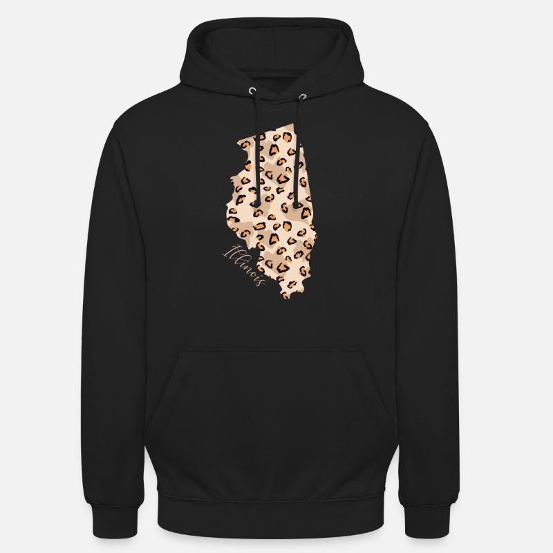 Illinois leopard pattern map Leo State Unisex Hoodie