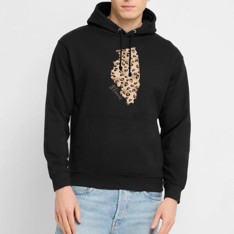Illinois leopard pattern map Leo State Unisex Hoodie