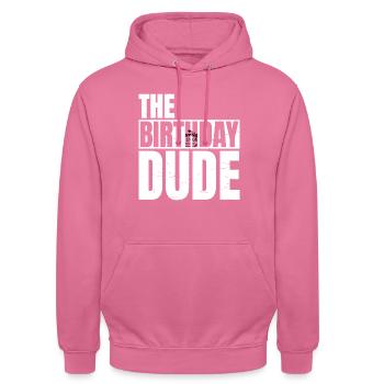 Le mec d’anniversaire | Fête d’anniversaire Appariement familial - Sweat-shirt à capuche unisexe - rose - Devant - Alina (178cm) & Michal (187cm)