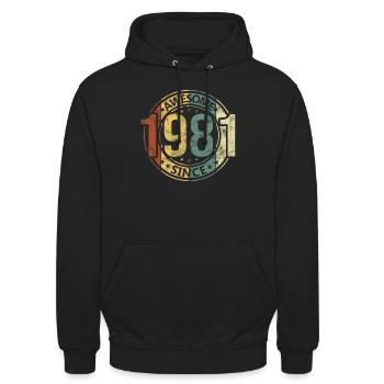 Awesome Since 1981 Retro Vintage Geburtstag - Unisex Hoodie - Schwarz - Vorne - Alina (178cm) & Michal (187cm)
