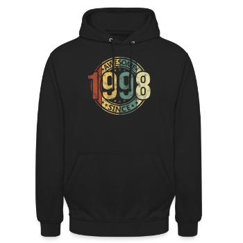 Génial depuis 1998 Retro Vintage Birthday - Sweat-shirt à capuche unisexe - noir - Devant - Alina (178cm) & Michal (187cm)