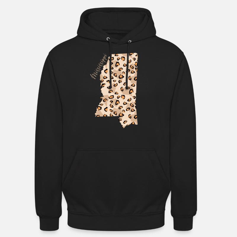 Mississippi Leopard Pattern Map Leo - Sweat-shirt à capuche unisexe - noir