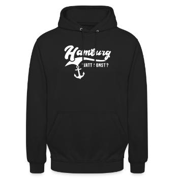 Hamburger Sprüche Hamburg - Unisex Hoodie - Schwarz - Vorne - Alina (178cm) & Michal (187cm)